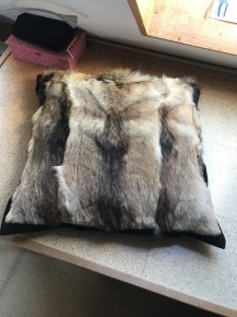 Steppenfuchsjacke in ein grosses Zierkissen umgearbeitet