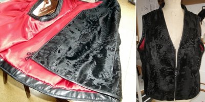 Breitschwanzstola in ein Gilet mit Reissverschluss umgearbeitet