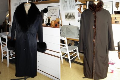 Stoffmantel mit Fuchsgarnitur // Reversibler Nerz-Herrenmantel