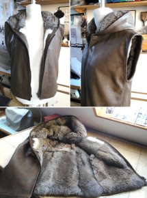 Herren-Gilet aus Rindsleder und Kanin